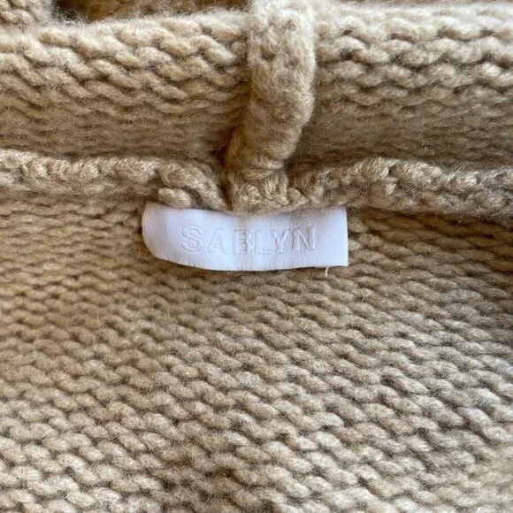 Sablyn Collette Cashmere Chunky Knit Cardigan Sweater Tan Size M